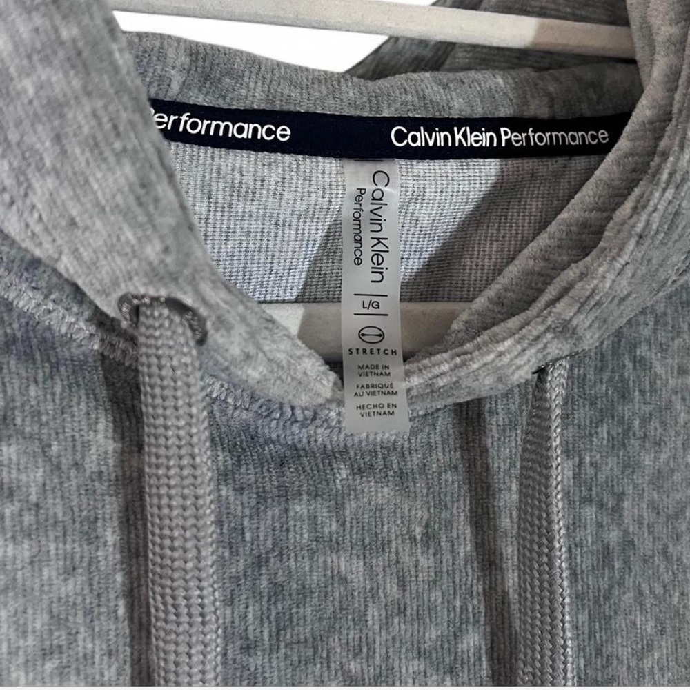 Calvin Klein Performance Velour Ribbed Top Large Grey Black Soft Cozy - Picture 5 of 6